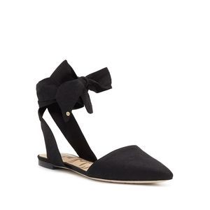 SAM EDELMAN Womens Black Wraparound Tie Padded Brandie Pointy Toe Flats 8.5 M